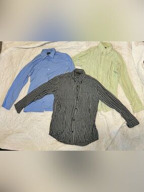 Lot of 3 Boys Size 14 Button Up Dress Shirts Gap Kids IZOD Long Sleeve